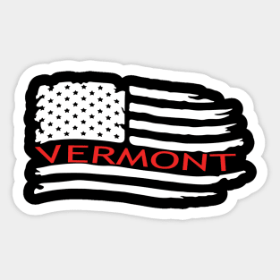 Vermont American Flag Gift, VT Souvenir Sticker